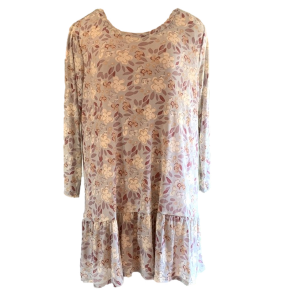 LOGO Layers sz L sheer grey with floral print tunic